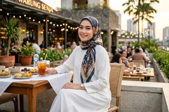 7 Tips Stylish Pakai Hijab Motif Saat Bukber, Tampil Anggun Tanpa Berlebihan