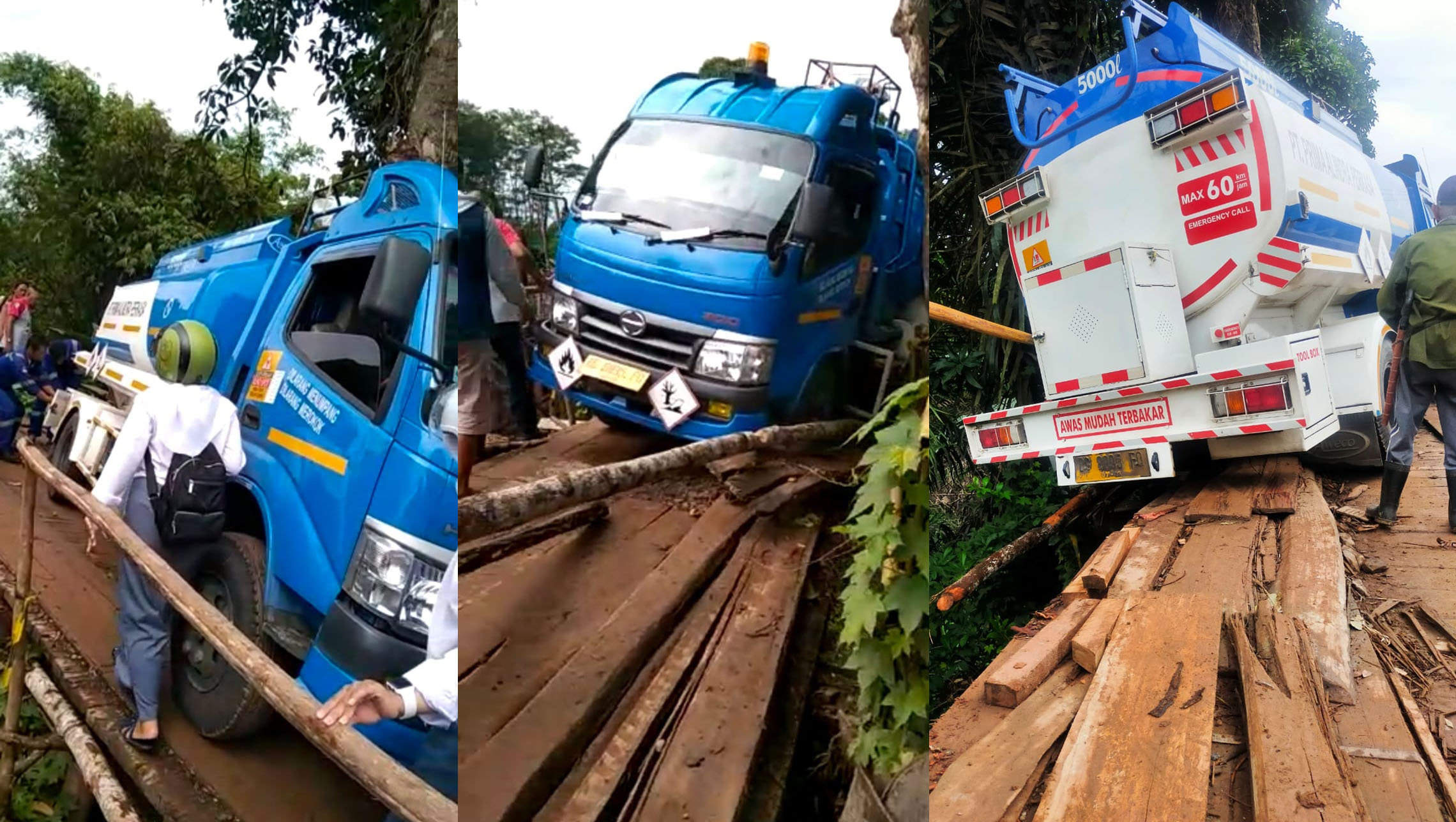 Jembatan Licin, Truk Tangki Nyaris Terjun Bebas