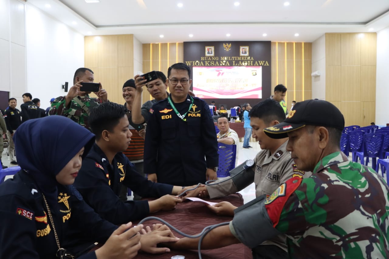 HUT Bhayangkara Ke-77, Polres OKU Gelar Kegiatan Donor Darah 