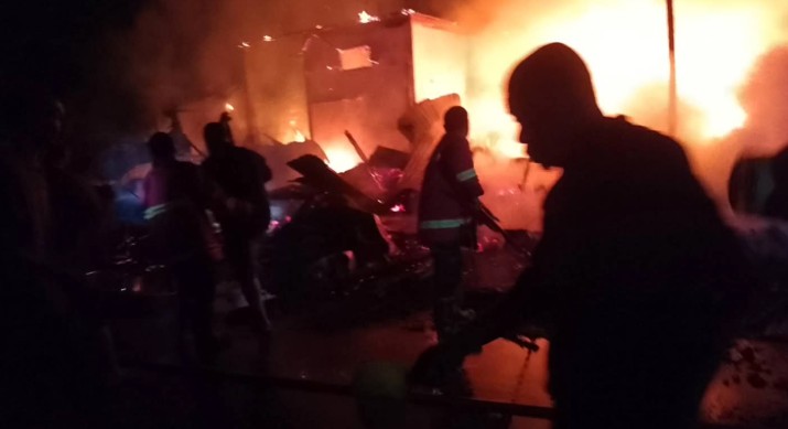Kebakaran Pasar Saka Selabung OKU Selatan, Lima Los Ludes Terbakar