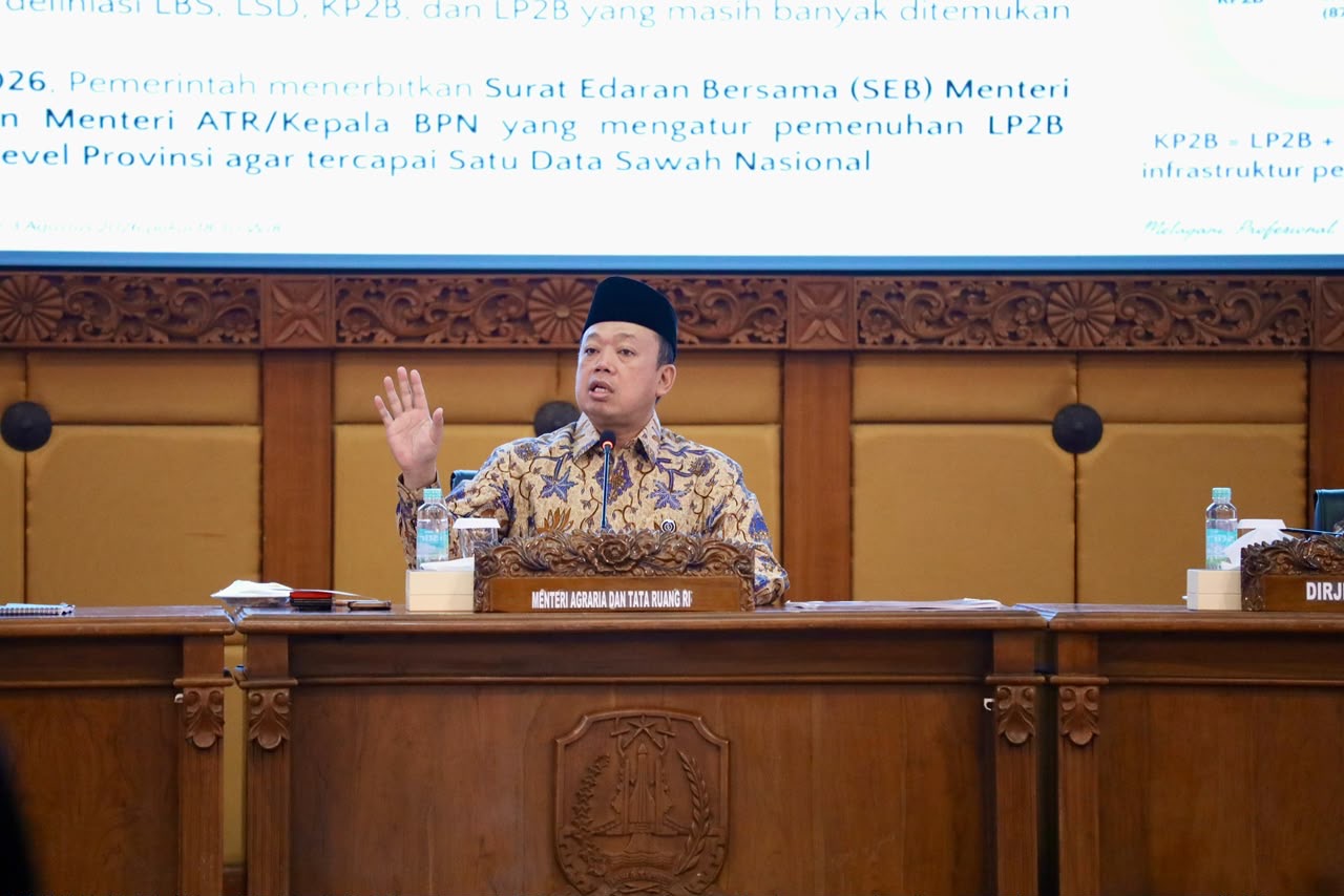 LP2B Jatim Lampaui Target, Menteri Nusron Minta Pemda Segera Integrasikan ke dalam RTRW