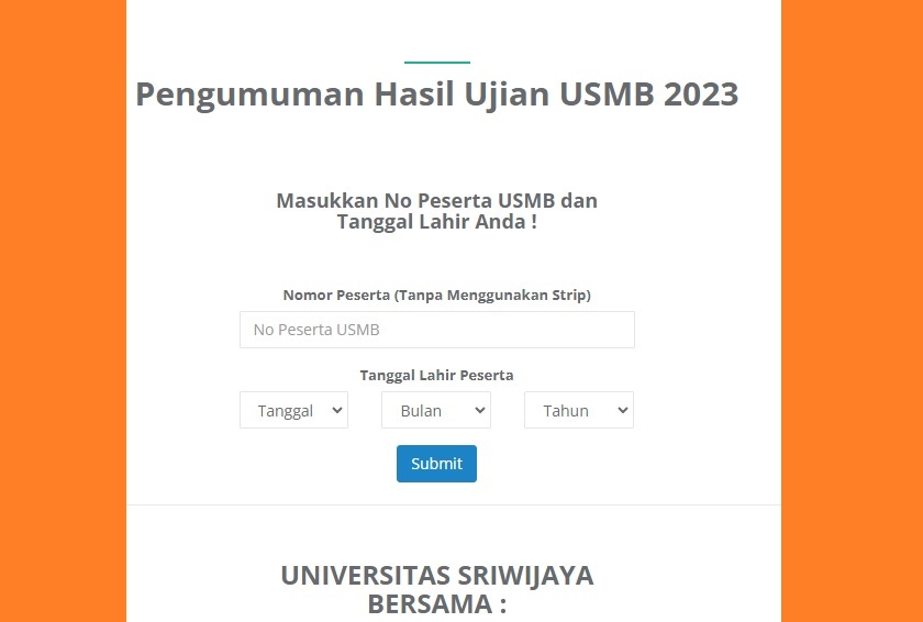 Pengumuman USMB UNSRI 2023 Hasil Lengkap Berikut Link dan Tata Caranya