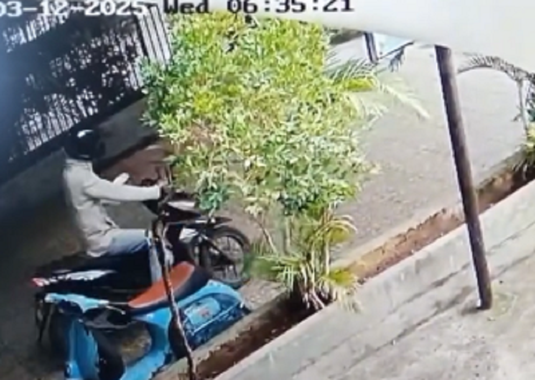 Aksi Curanmor di OKU Terekam CCTV, Motor Lenyap Diteras Spa Air Karang