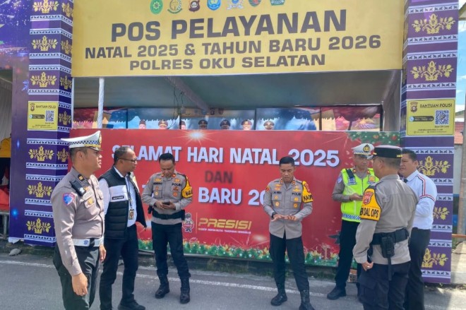 Pastikan Keamanan Nataru 2025, Kapolres OKU Selatan Lakukan Pengecekan Pos Pelayanan