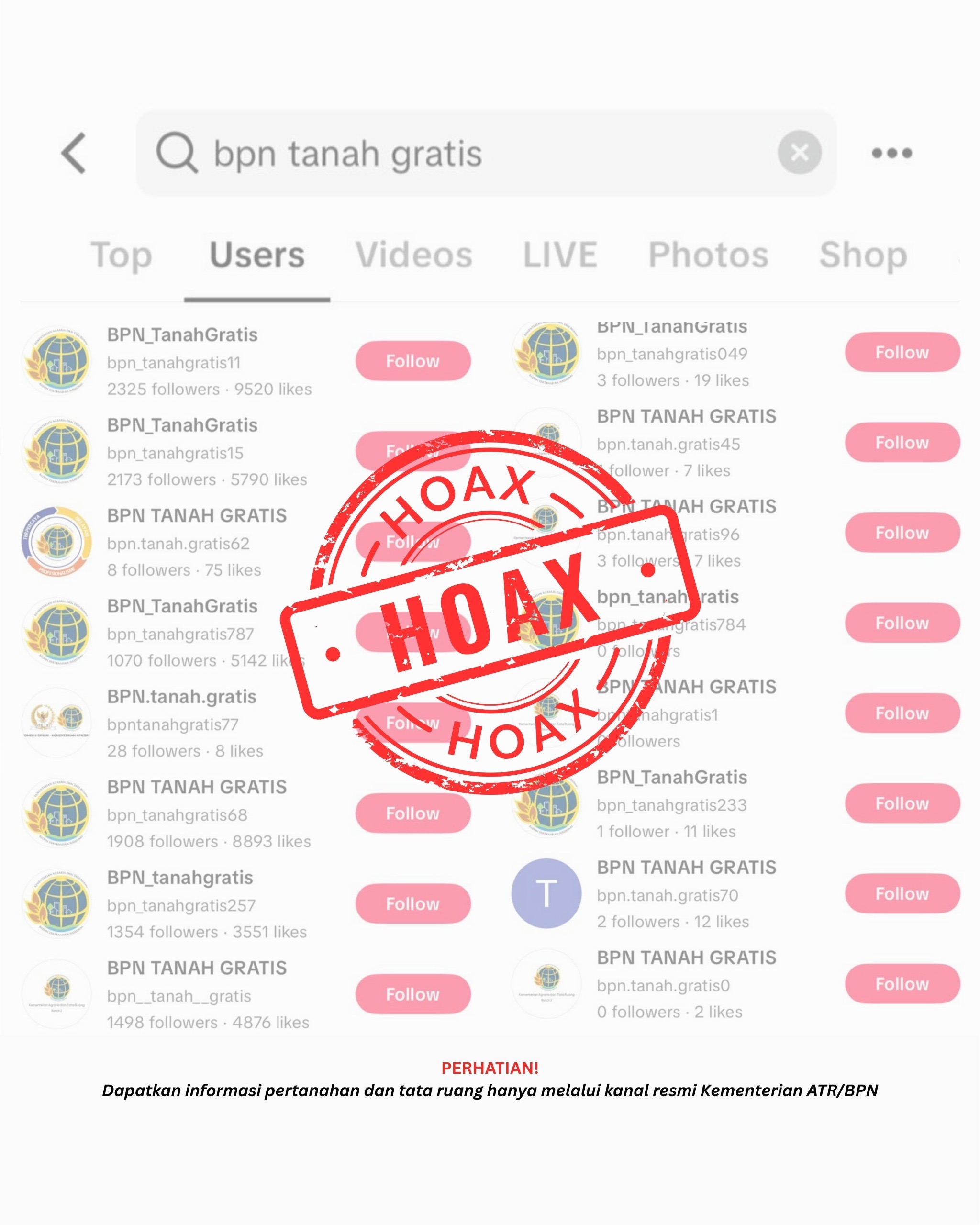 Hoaks “BPN Tanah Gratis” Beredar di TikTok