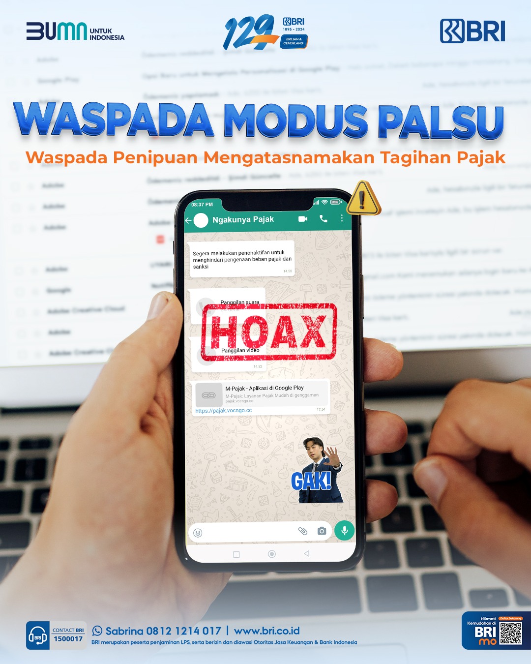 Marak Tagihan Pajak Berekstensi APK, BRI Imbau Masyarakat Tidak Terkecoh Modus Penipuan