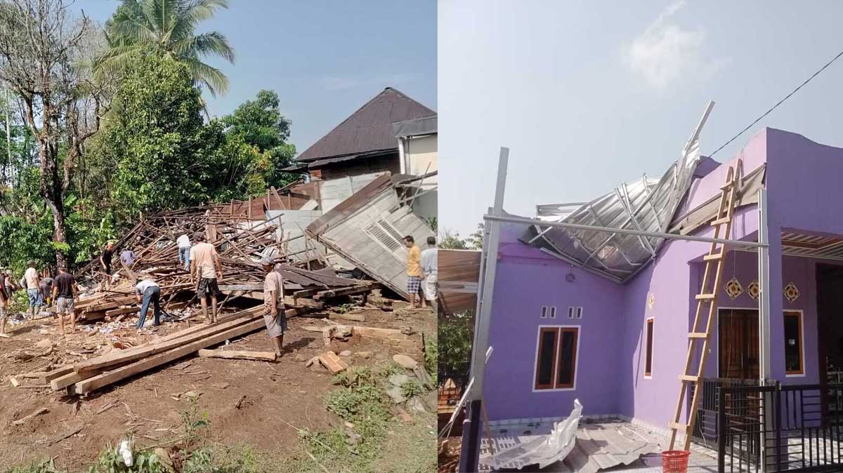 Tiga Unit Rumah di Lahat Dihantam Angin Puting Beliung