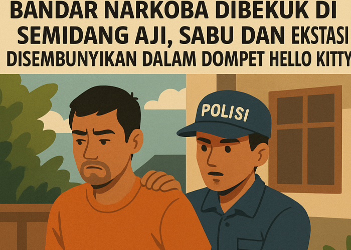 Polres OKU Amankan Terduga Bandar Narkoba di Semidang Aji, Sabu dan Ekstasi Disembunyikan didompet Hello Kitty