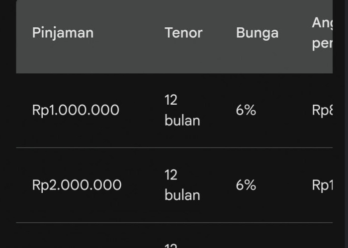 Tabel Angsuran KUR BRI 2023 Pinjaman Rp 1- 20 Juta Jangka Waktu 12 Bulan