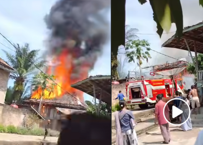 Rumah Panggung di Lengkiti  OKU Ludes Dilalap Api, Kerugian Ditaksir Capai Rp100 Juta