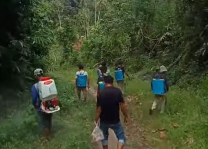 Peduli Lingkungan, Karang Taruna Desa Datar Bersihkan Jalan Utama Desa