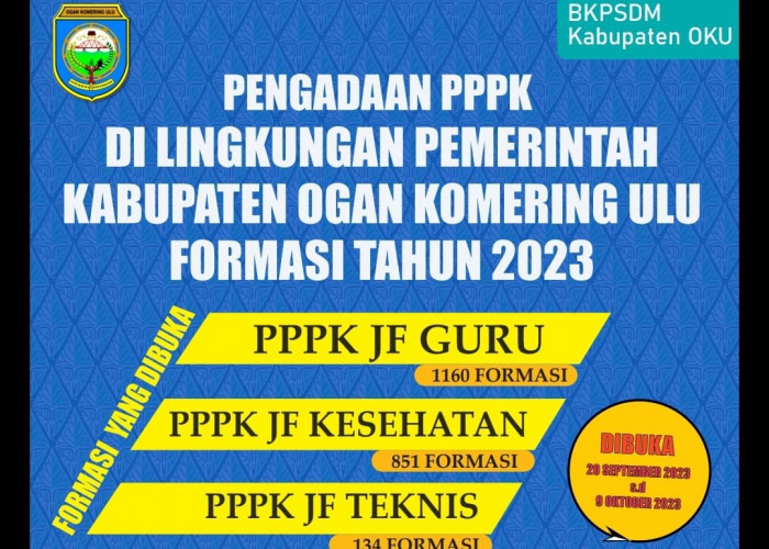 Download Pengumuman Bentuk PDF Formasi Pengadaan PPPK Tahun 2023 Guru, Kesehatan dan Teknis Pemkab OKU