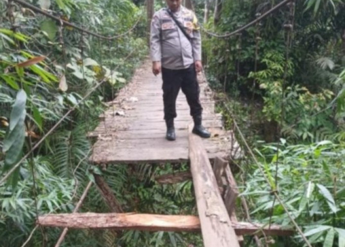 Jembatan Gantung Karang Agung Rusak Parah, Polisi Bergerak Cepat