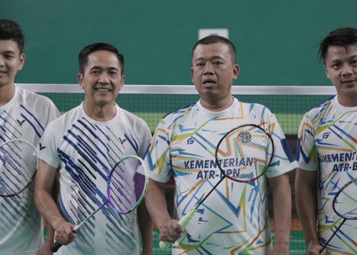 Menteri Nusron dan Wali Kota Palembang Tunjukkan Semangat Sportivitas di  PORNAS KORPRI XVII