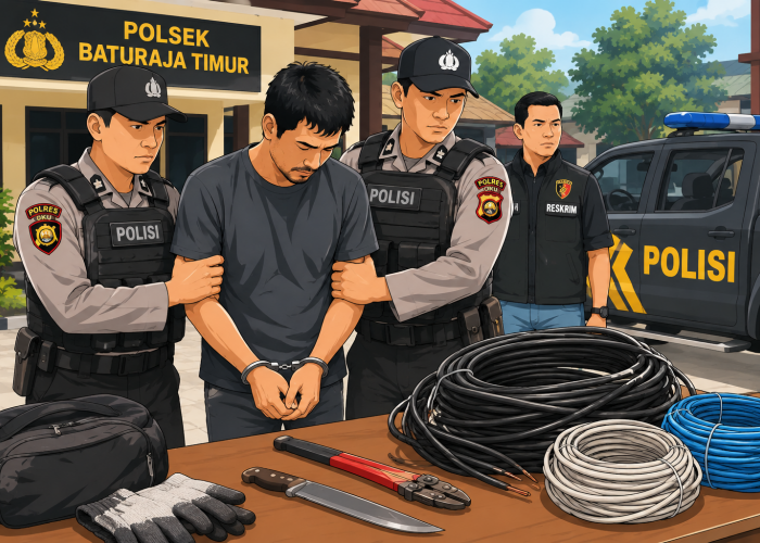 Diduga Curi Kabel Lampu Jalan dan CCTV, Pria di OKU Diamankan Polisi