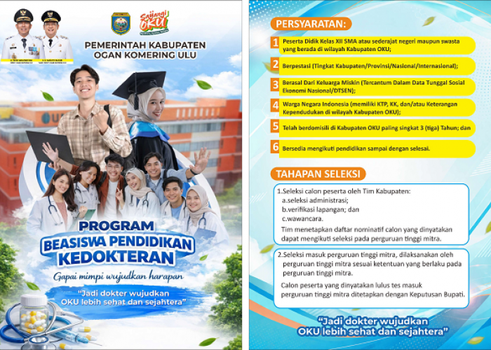 Pemkab OKU Luncurkan Program Beasiswa Pendidikan Kedokteran, Ini Persyaratannya!